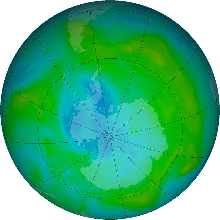 Antarctic ozone map for 04 February 1984